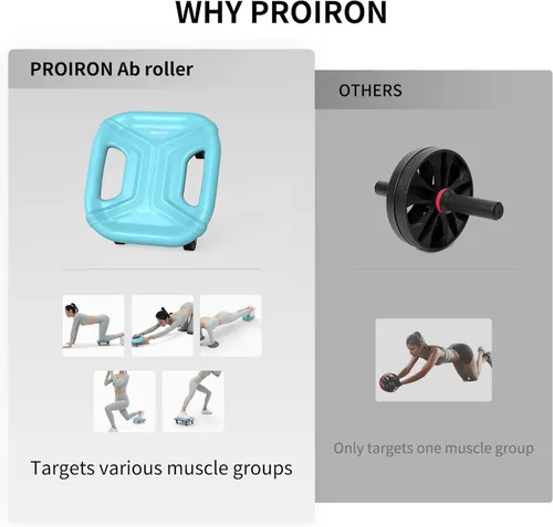 Miniatura 3 de PROIRON Rodillo abdominal con rodilleras para entrenamiento abdominal, rueda multifuncional para entrenamiento abdominal, rodillo abdominal