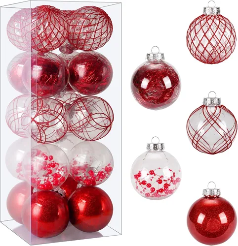 Miniatura 11 de Juego de adornos de bola de Navidad, 20 unidades, grandes, color negro transparente, inastillables, 3.150 in/3.15 pulgadas, adornos de Navidad