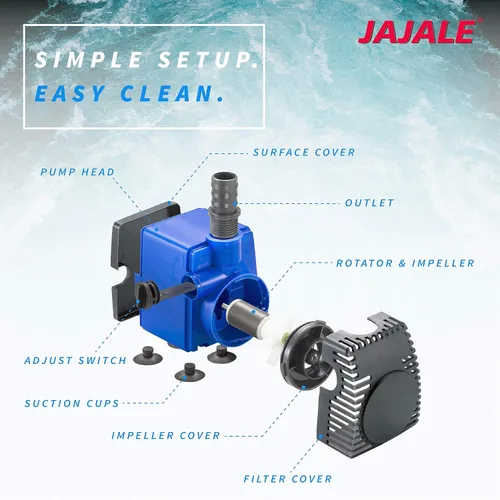 Miniatura 3 de Bomba de agua sumergible 528 GPH – Acuarios, fuentes, hidroponía y bomba de estanque, elevación de 8.2 pies, 45 W Azul; 1 paquete