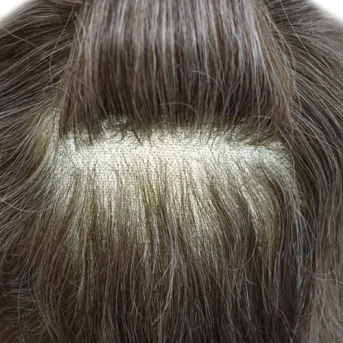 Miniatura 23 de Sistema de repuesto de cabello humano europeo con encaje frontal suizo para hombre, tupé para hombre, pieza de cabello, nudo blanqueado, línea #17