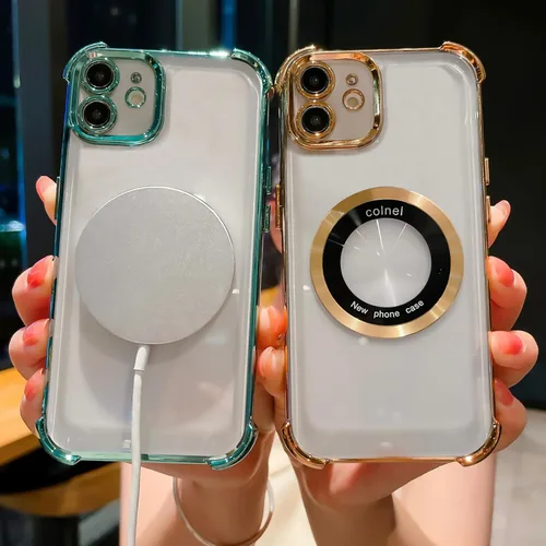 Miniatura 6 de Funda magnética transparente para iPhone 11, funda de lujo con cuatro esquinas brillantes, protección a prueba de golpes de grado militar