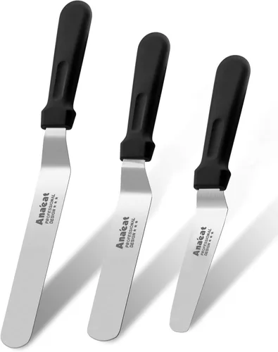 Miniatura 8 de Anaeat Espátulas de glaseado, juego de 2 espátulas profesionales en ángulo con cuchillas de acero inoxidable de 6 pulgadas, 8 pulgadas, cuchillo