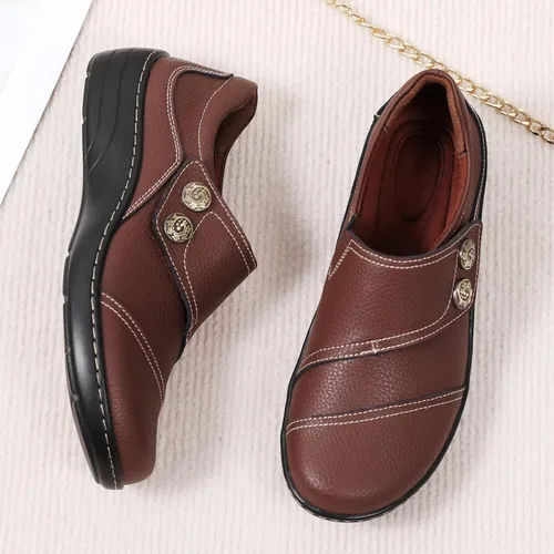 Miniatura 6 de Mocasines Penny y zapatos sin cordones para mujer, zapatos planos de cuero para conducir, cómodos zapatos de trabajo para caminar