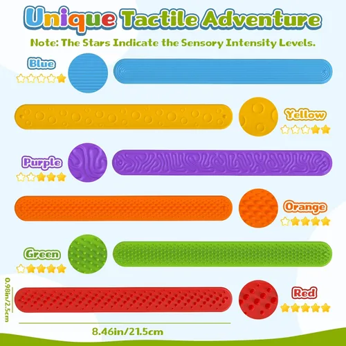 Miniatura 2 de 6 pulseras antiestrés para niños y adultos, pulseras de silicona texturizada, juguetes sensoriales para autismo, ansiedad, TDAH, calma
