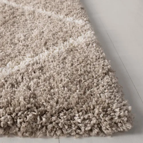 Miniatura 3 de SAFAVIEH Hudson Shag Collection - Alfombra decorativa de 2 x 3 pies, color beige y marfil, diseño moderno de enrejado, no desprende pelusa