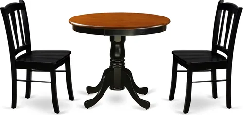 Miniatura 13 de East West Furniture ANDL3-MAH-W Juego de mesa y sillas de cocina de 3 piezas contiene una mesa de comedor redonda con pedestal y 2 sillas