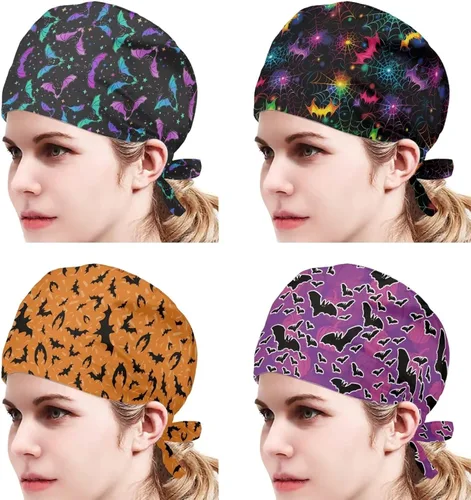 Miniatura 2 de Babrukda Paquete de 4 gorras con banda para el sudor ajustable, gorro de Navidad