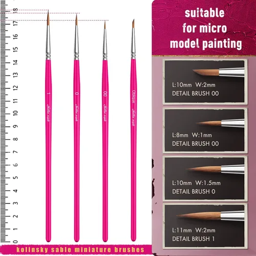 Miniatura 6 de Pinceles Kolinsky Sable, juego de pinceles de pintura en miniatura Golden Maple profesionales para artistas, juego de pinceles de detalle fino