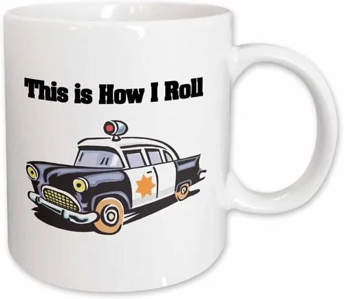 Miniatura 12 de 3dRose This Is How I Roll Police Cop Car 15oz Two-Tone Black Mug