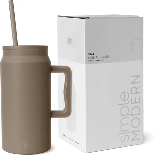 Miniatura 23 de Simple Modern - Vaso de 1,5 l con asa y tapa con pajita, botella de agua grande de acero inoxidable reutilizable con aislamiento, regalos para Rocío