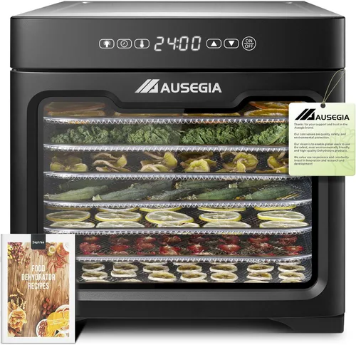Deshidratador de alimentos grande comercial, área útil de hasta 9 pies cuadrados, secadora de acero inoxidable de 800 W, temperatura de hasta 190 ℉,