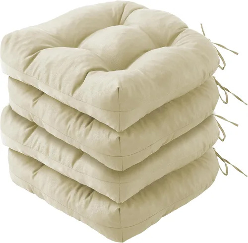 Miniatura 22 de IPYNBAP Juego de 2 cojines para sillas de exterior, cojines para sillas de patio con lazos, 17x17+4" cojines de asiento acolchados para exteriores