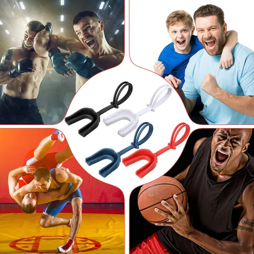 Miniatura 7 de 8 protectores bucales deportivos con correa y correa, suave boquilla de fútbol para adultos y jóvenes, baloncesto, boxeo, artes marciales mixtas