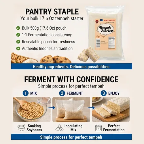 Miniatura 6 de Wira Tempeh - Arrancador con esporas de Rhizopus (Ragi Tempe) 17.50 onzas, Tempeh de Rhizopus Rhizopus Oligosporus con alto contenido de proteínas