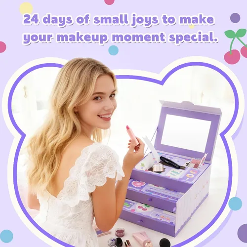 Miniatura 4 de Glam Code Calendario de Adviento de maquillaje de 24 días 2025, juego de regalo de maquillaje de belleza para adolescentes y mujeres adultas, Púrpura