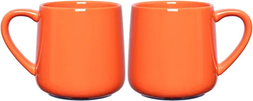 Bosmarlin Juego de 2 tazas de café de cerámica brillante, taza de té para oficina y hogar, 18 onzas, adecuadas para lavavajillas y microondas Naranja