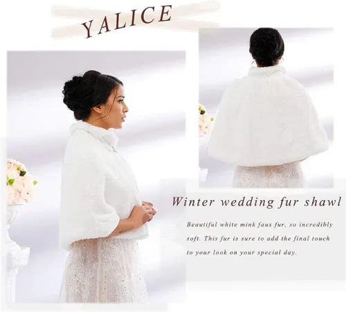 Miniatura 3 de Yalice Chal de piel sintética para mujer y dama de honor, Gris