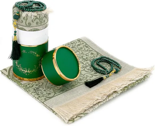 Miniatura 17 de ihvan online Alfombra de oración musulmana y cuentas de oración con caja de regalo cilíndrica de diseño elegante, Janamaz, suave sajadah, juego