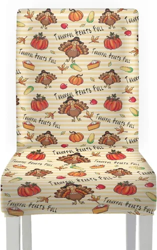 Miniatura 3 de Rnyleeg Thanksgiving Chair Covers for Living Room No Arms Turkey Pumpkin Stretch Dining Chair Covers Set of 6 Soft Washable Kitchen Chair Protector