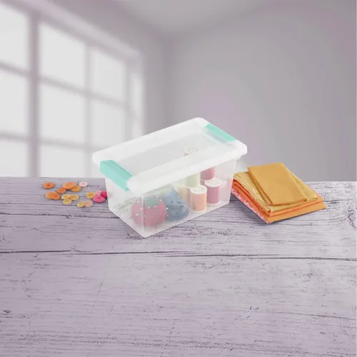 Miniatura 9 de Sterilite Paquete de 8 cajas de clip, contenedores apilables de plástico transparente con tapas de cierre, tamaño mediano, suministros de escritura