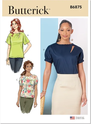 Butterick Kit de patrón de costura con escote asimétrico de Misses B6875, tallas 6-8-10-12-14