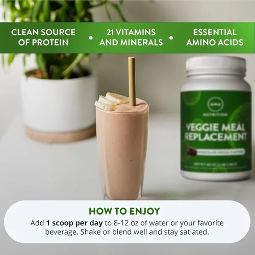 Miniatura 4 de MRM Proteína nutritiva de reemplazo de comida vegetariana Sabor a chocolate moca 0.78 oz de proteína completa a base de plantas Comida sobre