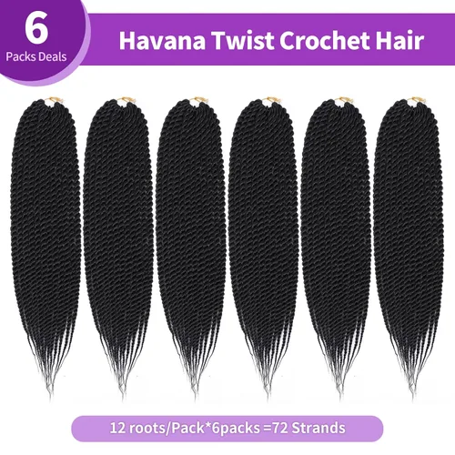Miniatura 2 de Admutty Havana Twist - Cabello de ganchillo senegalés jumbo pre-enlazado, pelo sintético trenzado para mujer, suave y ligero, trenzas de ganchillo