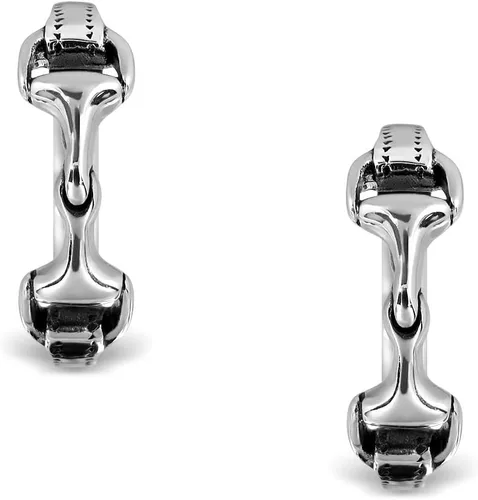 Miniatura 2 de WithLoveSilver - Aretes de aro de plata de ley 925 con doble caballo ecuestre, Plata de ley