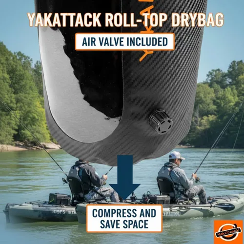Miniatura 2 de YakAttack Bolsa de secado enrollable de 5L con válvula de aire, carbono negro, bolsa seca marina impermeable para kayak, canotaje y paddleboarding