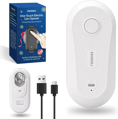 Miniatura 12 de Abrelatas eléctrico, abrelatas recargables para personas mayores y artritis, abrelatas automático de un solo toque, manos libres, borde liso