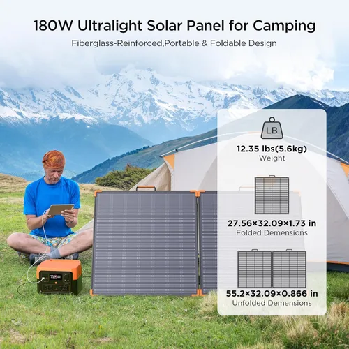Miniatura 3 de ZOUPW Panel solar portátil de 180 W tipo N 16BB, panel solar plegable de alta eficiencia al 25 % para Jackery 1000V2/Ecoflow Delta/Bluetti/Anker