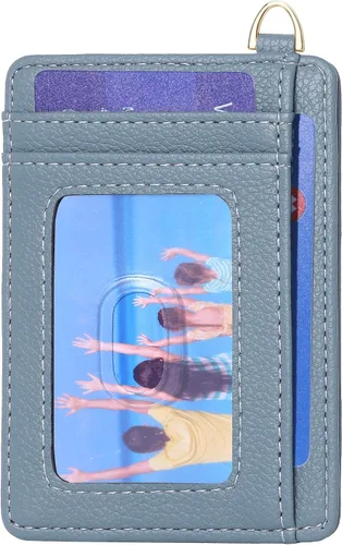 Miniatura 22 de Badiya Tarjetero delgado minimalista para tarjetas de crédito, bolsillo frontal con bloqueo RFID, estuche compacto para tarjetas con ventana