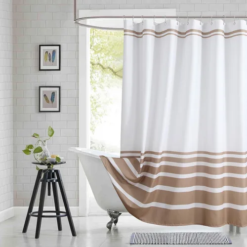 Miniatura 17 de Cortina de ducha gris, cortinas de ducha de tela de microfibra gris degradado para baño, cortinas de baño modernas impermeables, 72 pulgadas
