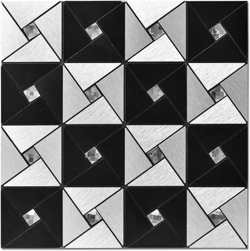Miniatura 9 de Art3d 10 láminas de azulejos adhesivos de mosaico metálico para decoración de pared de cocina, azulejos adhesivos de aluminio compuesto, diseño