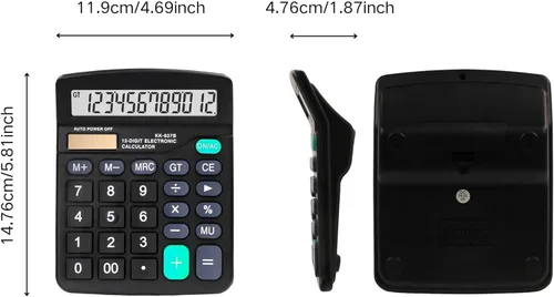 Miniatura 3 de Calculadora Calculadora de oficina de 12 dígitos con pantalla LCD grande, energía solar dual y batería Calculadora de botón grande Oficina
