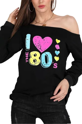 Miniatura 4 de Magicmk - Sudadera de hombro descubierto y mangas largas, con estampado de labios de mujer, en talla extragrande, para mujer