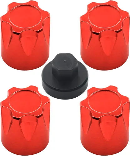 4 piezas Share Goo Tuerca de rueda de aluminio RC M4, a prueba de polvo para llanta de rueda de auto RC compatible con Traxxas TRX4 Axial SCX10 Rojo