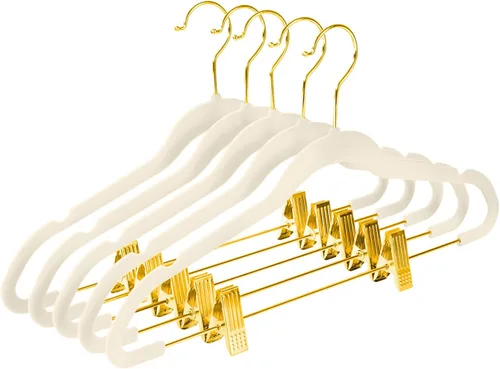 Miniatura 8 de MIZGI - Perchas premium de terciopelo negro para pantalones con clips ajustables (paquete de 20) Perchas delgadas para faldas - Perchas