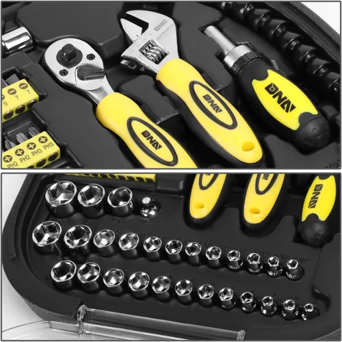 Miniatura 2 de DNA MOTORING Caja de herramientas de reparación de automóviles y hogar de 64 piezas, juego de herramientas de puntas de destornillador, juego