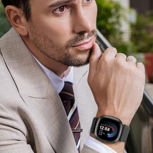 Miniatura 7 de Bandas elásticas compatibles con Fitbit Versa 4/Versa 3/Sense 2/Sense, correas de repuesto deportivas de nailon ajustables para mujeres y hombres