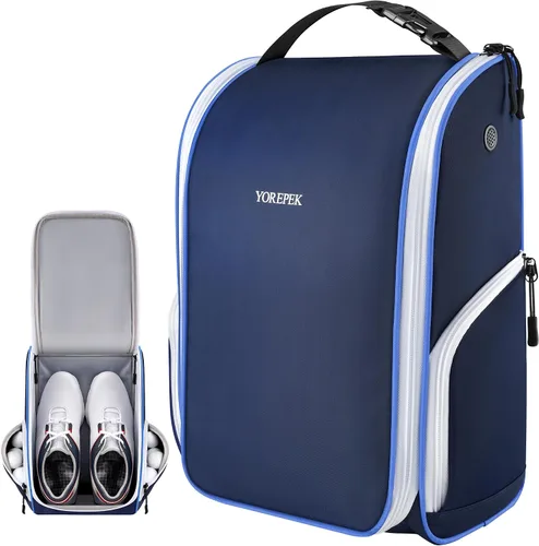 YOREPEK Bolsa para zapatos de golf, con 3 bolsillos para calcetines, guantes, camisetas, bolas, cepillo, diseñada con una asa de transporte superior