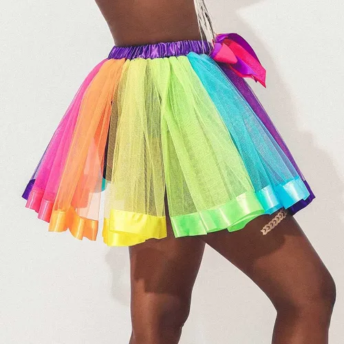 Miniatura 2 de REETAN Rainbow Tutu Skirts Colorful Tulle Skirt Ribbon Layered Dance Party Tutu Costume for Women and Girls