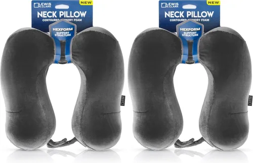 Lewis N. Clark Almohada cervical de viaje Hexform de espuma viscoelástica contorneada para dolor de hombros y cuello, avión, campamento, niños y