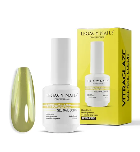 LEGACY NAILS Esmalte de uñas de gel profesional VITRAGLAZE con efecto vitral, acabado de vidrio translúcido, sin HEMA ni TPO, brillo duradero hasta
