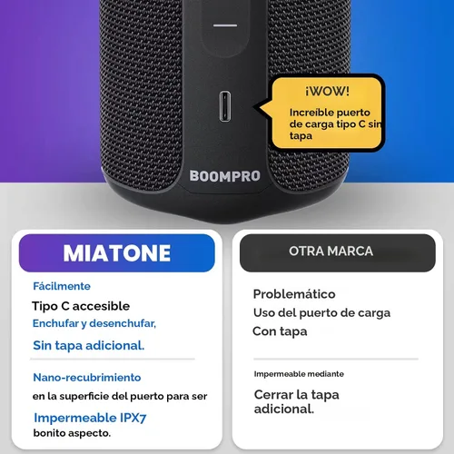 Miniatura 7 de MIATONE Altavoces Bluetooth 36W TWS Altavoz portátil con sonido estéreo graves, Bluetooth 5.3 inalámbrico USB tipo C al aire libre, 5000mAh 24H