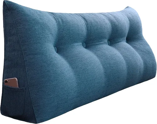 Miniatura 16 de Almohada de cuña gruesa de 14 libras tamaño King para cabecero, posicionador de cuerpo, almohada de lectura triangular para sentarse en la cama