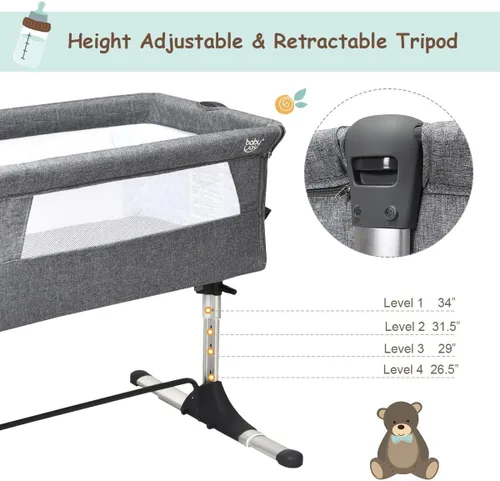 Miniatura 4 de BABY JOY Cuna de noche para bebé, cuna portátil de viaje con bolsa de transporte, cuna para recién nacidos para bebés, cuna para niños con colchón