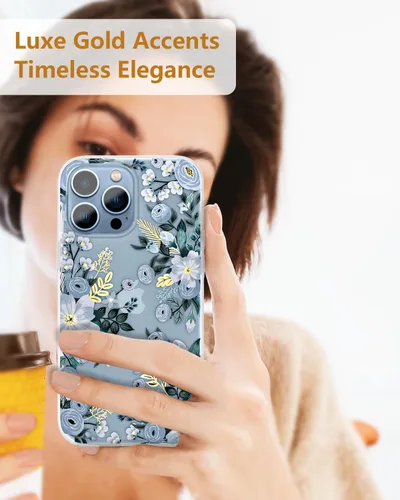 Miniatura 3 de SCORPIFY Funda para iPhone 15 Pro Max con diseño floral de Nemophila azul, bonita funda transparente para teléfono para mujeres y niñas