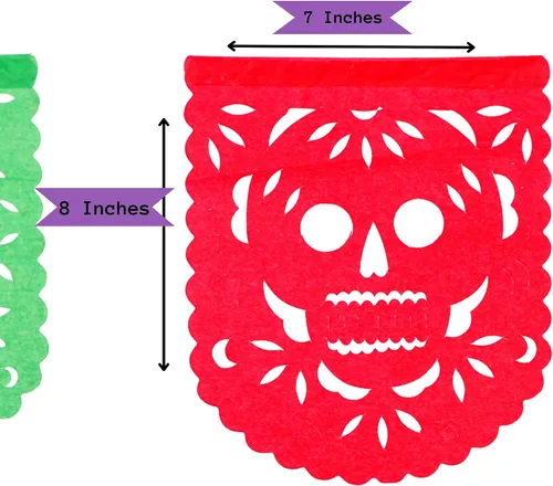 Miniatura 7 de Papel picado Dia de Los Muertos, Papel para Ofrendas, Altar y Otros Pequeños Espacios 5 Paquetes Tamaño Mini Ovalado Multicolor