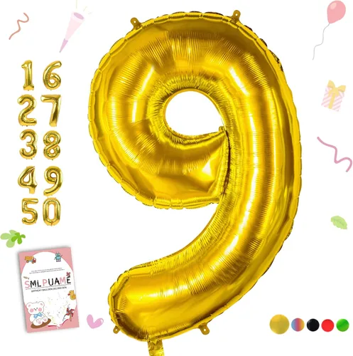 Miniatura 69 de Globos de números de 40 pulgadas del 0 al 9 dorados grandes del número 0, globos digitales para suministros de decoración de celebración de fiesta